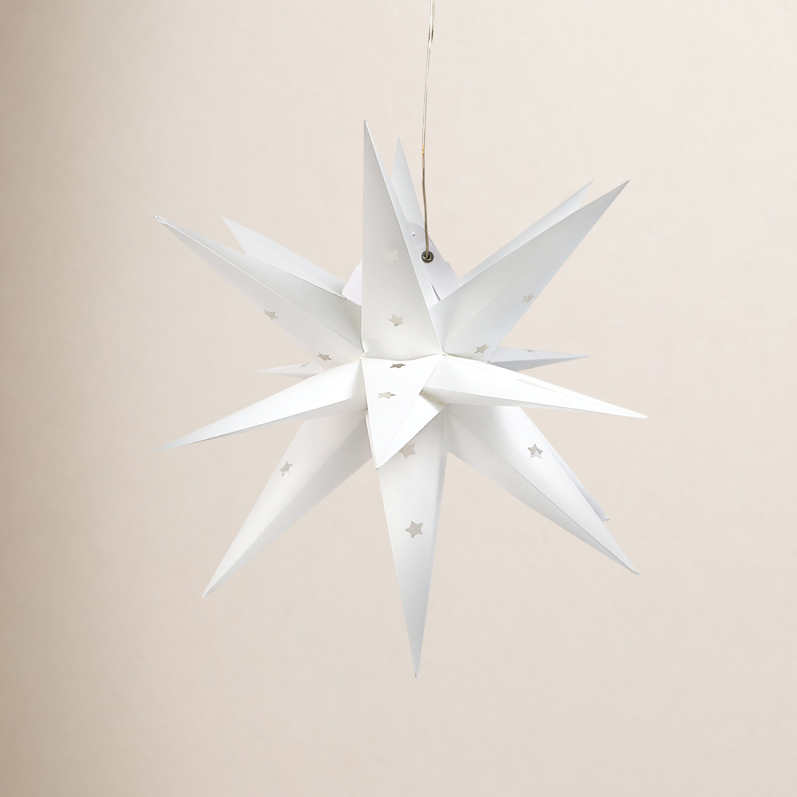 Lighted Foldable Moravian Star Lantern, 13.7" H x 13.7" W x 13.7" D