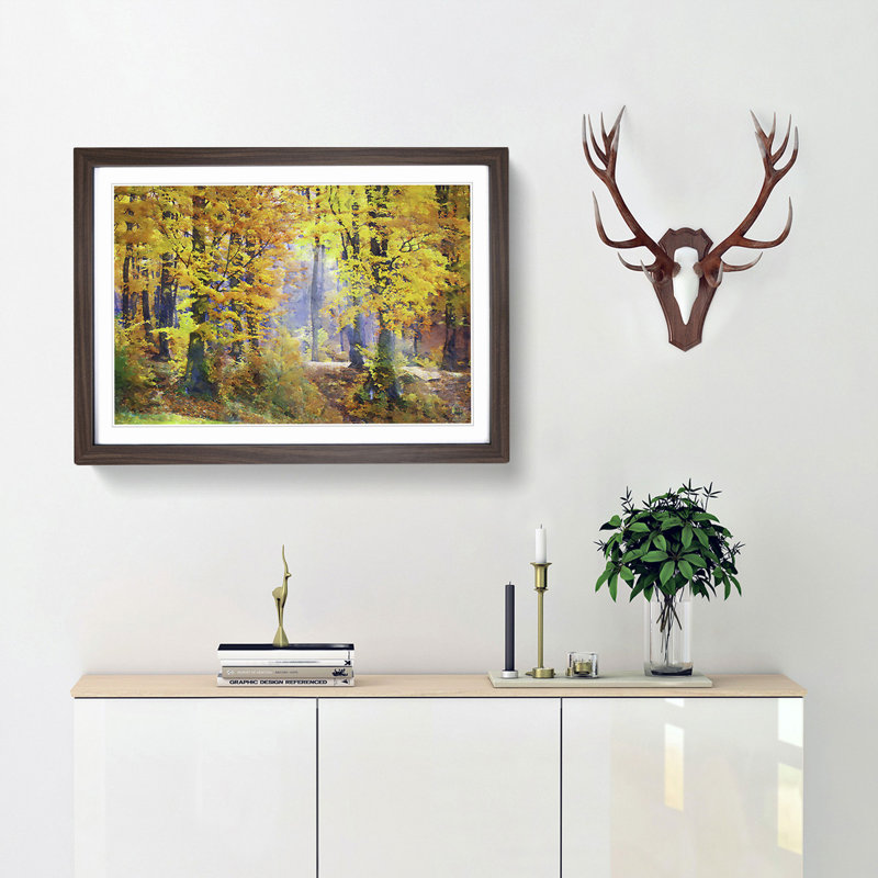 Forest in the Fall - Picture Frame Graphic Art Print, 48cm H x 65cm W x 2cm D, Walnut Framed