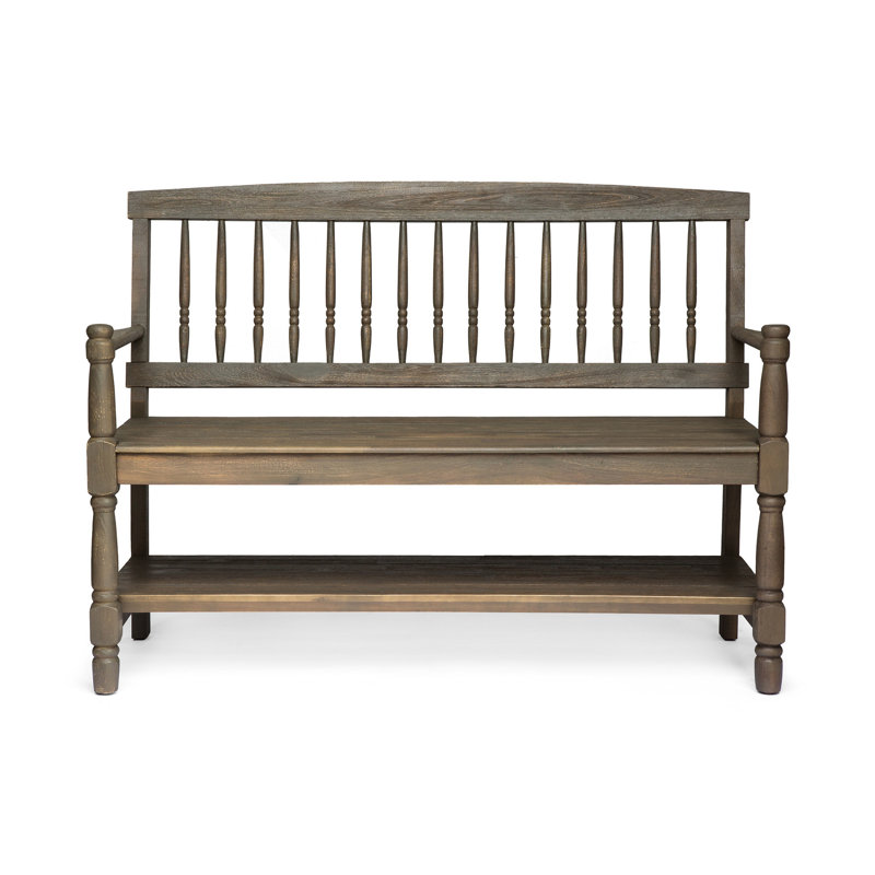 Banc classique avec tablette intégrée, banc en bois gris, cadre magnifique, Brown