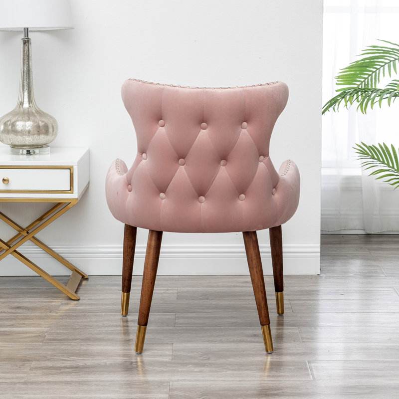 Fauteuil à oreilles en polyester de 24 po de largeur Bilski, Rose