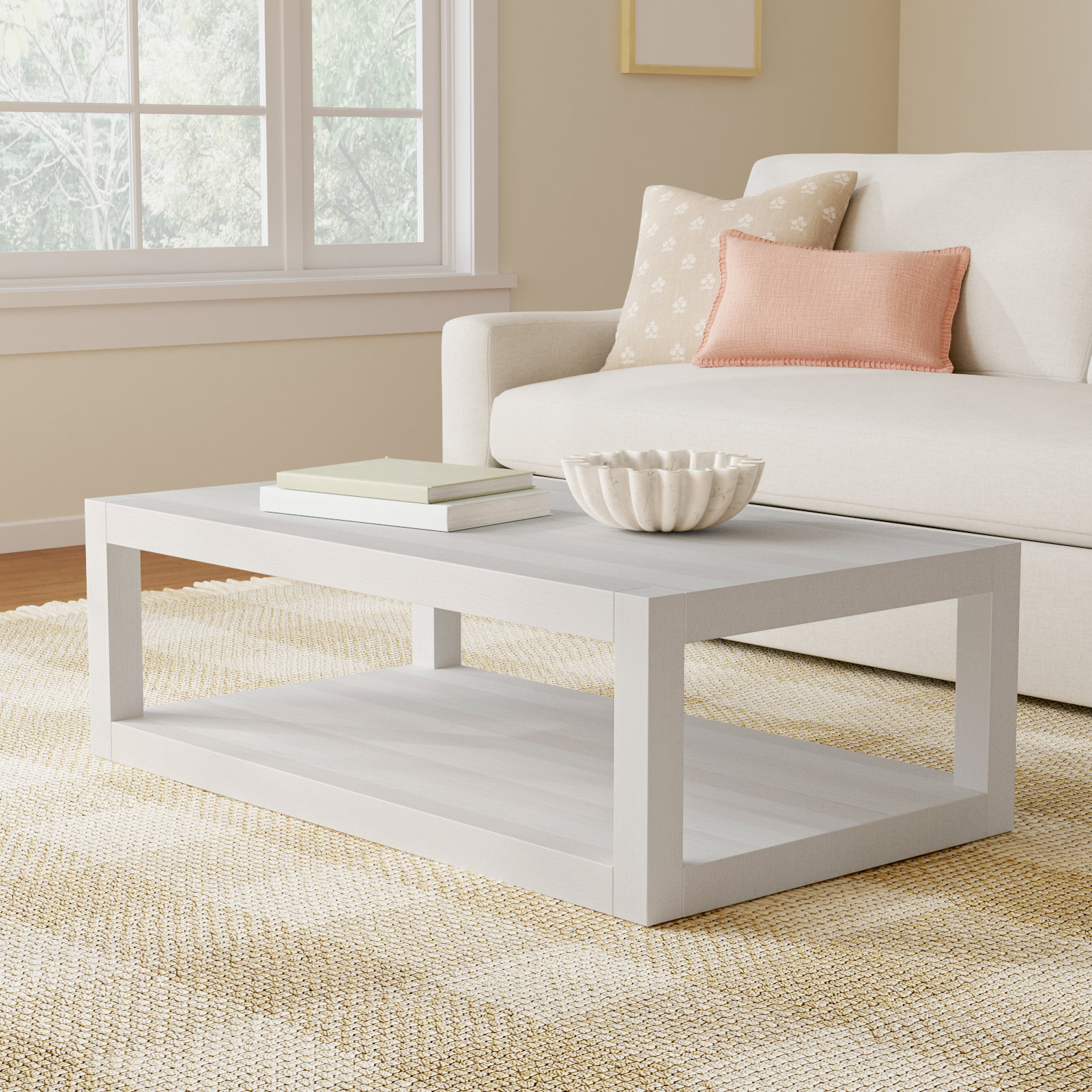 Rosalie Solid Wood Single Coffee Table, 17" H x 50" L x 28" W