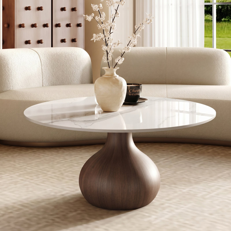 Table basse moderne, Ivory Gloss, 18.23" H x 41.73" L x 41.73" W