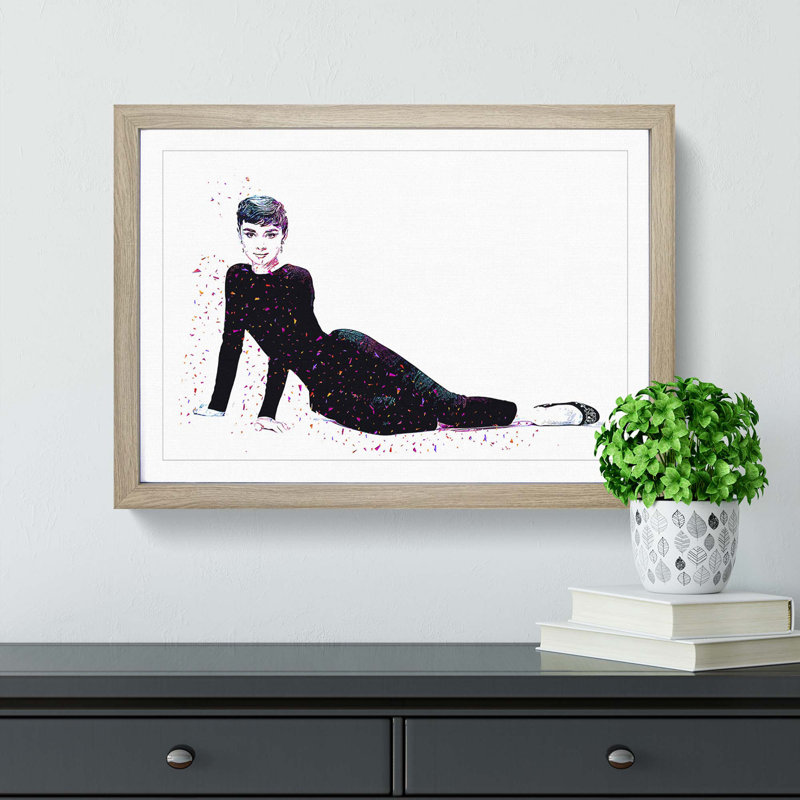 Audrey Hepburn in Abstract - Framed Print, Oak Framed, 48cm H x 65cm W x 2cm D
