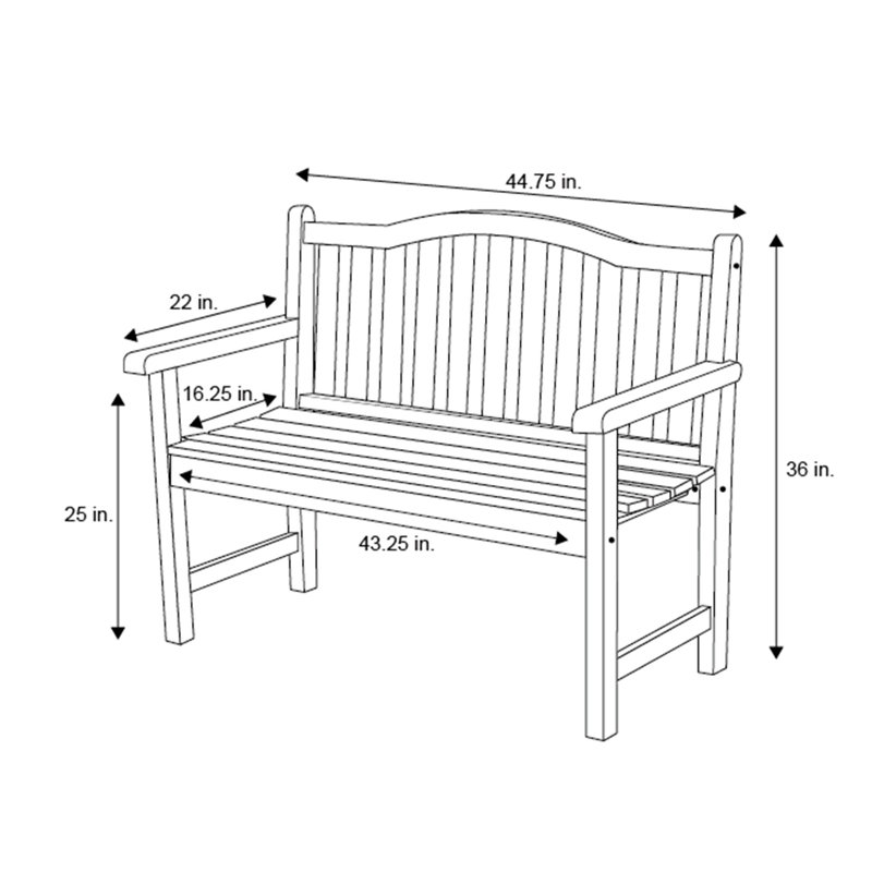 Banc de jardin d'extérieur 44,75 po Susila, Naturel