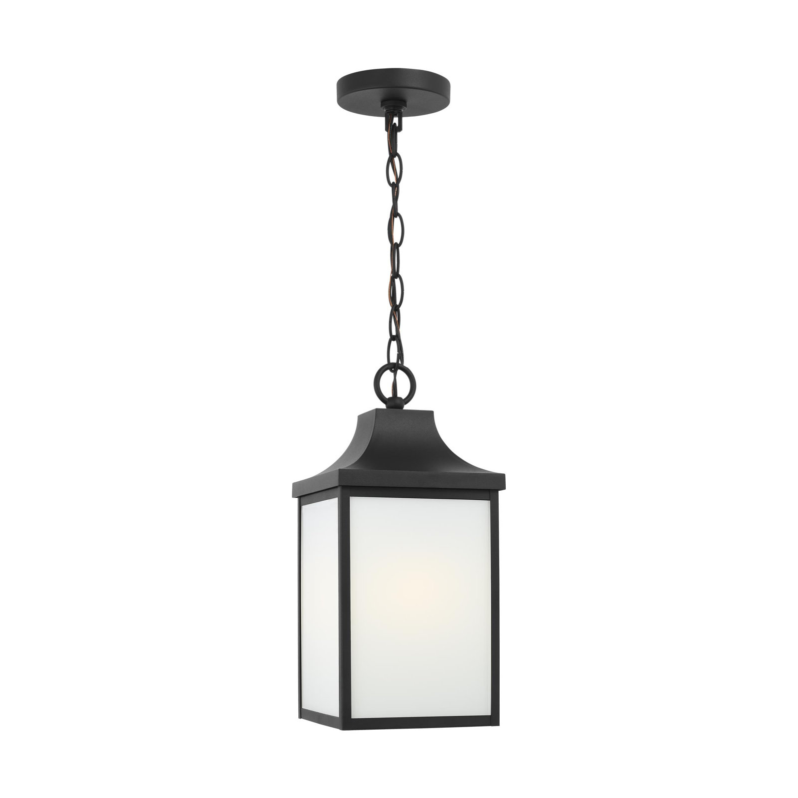Frosted Outdoor Pendant, Textured Black