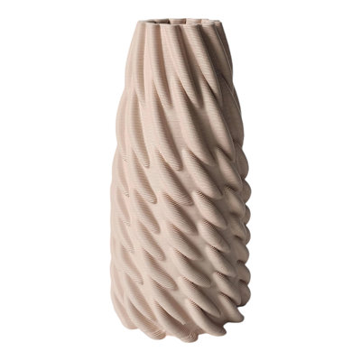 Modern Stoneware Vase With Sculpted Spiral Texture And Ribbed Vertical Detailing In Celine Trend Style For Contemporary Decorative Accents