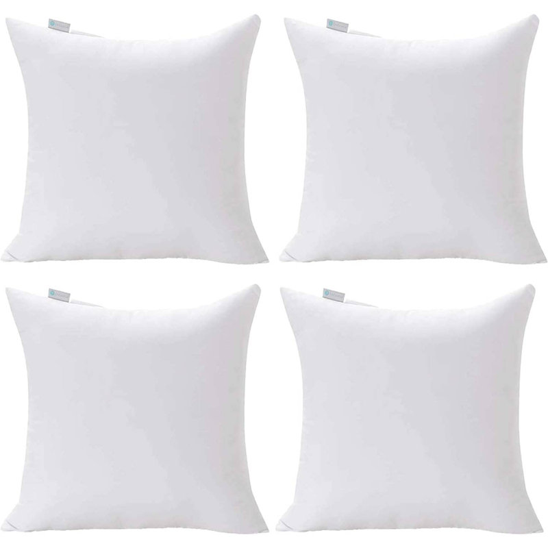 White 16x16 Square Polyester Pillow Inserts Set of 4