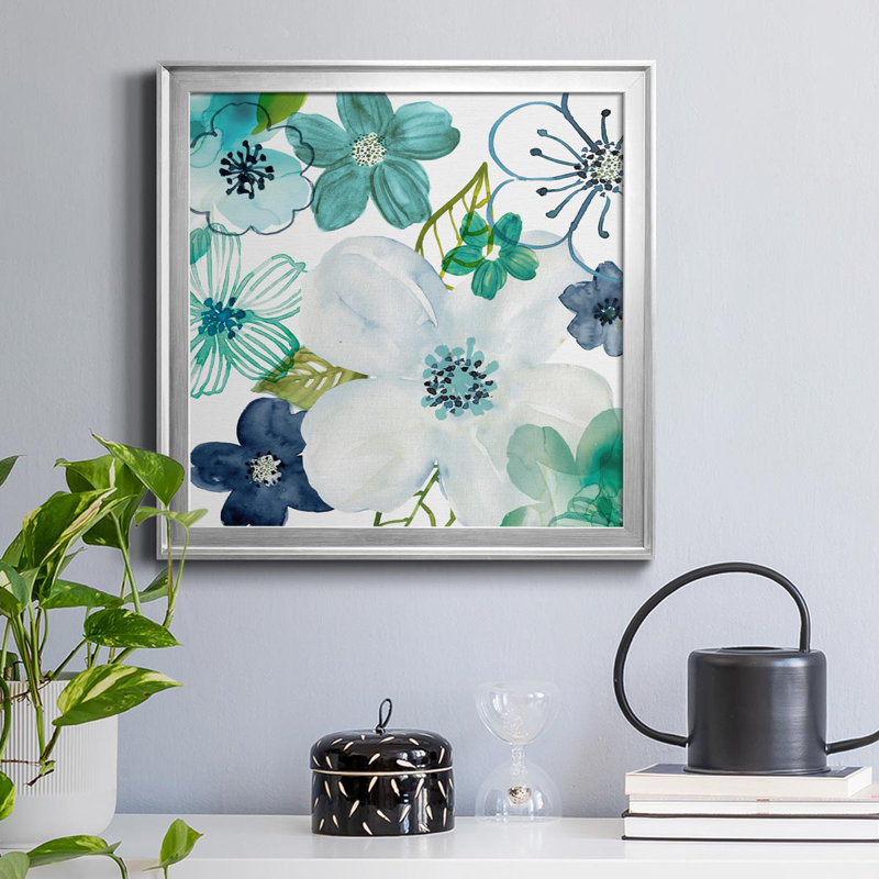 Layers of Summer II - Toile encadrée de qualité supérieure - prête à être accrochée, Argent, H 22,5 po x l 22,5 po x P 1,5 po