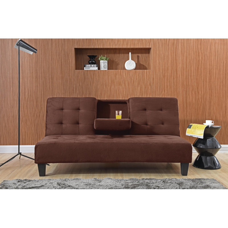 Breitkoff Twin 71 " Upholstered Convertible Sofa, Brown Polyester Blend
