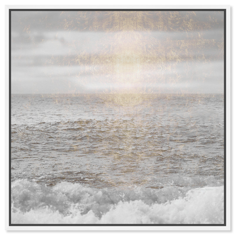 «Water Grey Sea Coastal», impression sur toile, H 20 po x l 20 po, Toile blanche encadrée