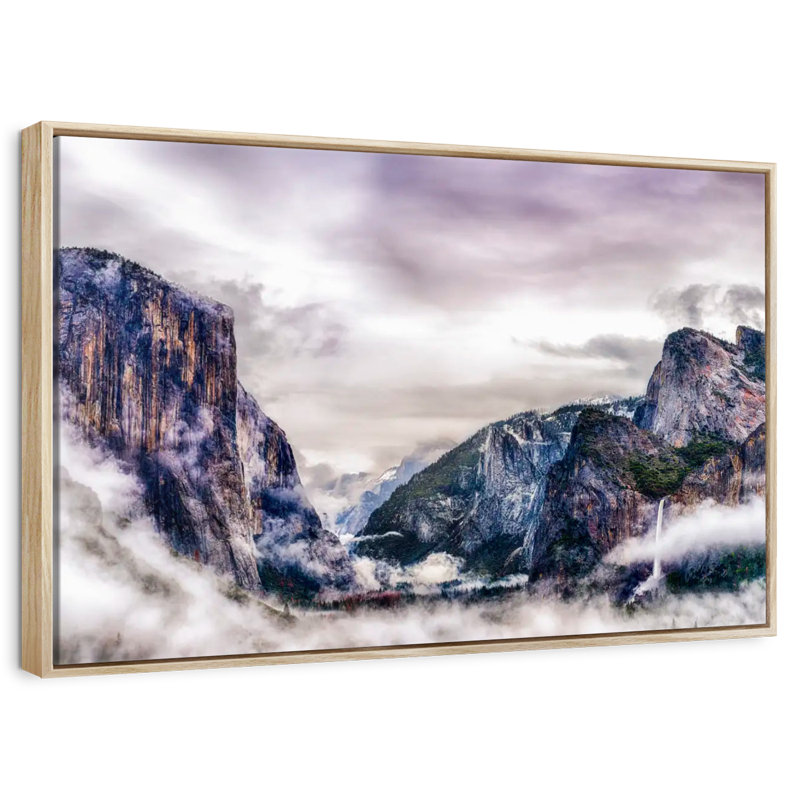 Canyons du parc national Yosemite, Cadre flottant en bois naturel, 43 po x 29 po