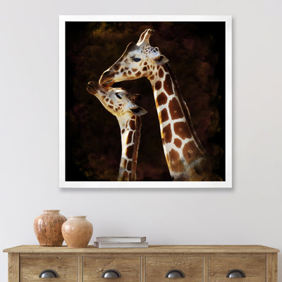 Portrait de deux girafes s'embrassant - photographie sur toile