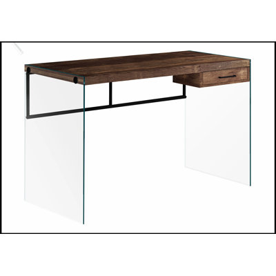 Bureau d'ordinateur contemporain en verre trempé avec tiroirs de rangement pour bureau personnel et ordinateur portable