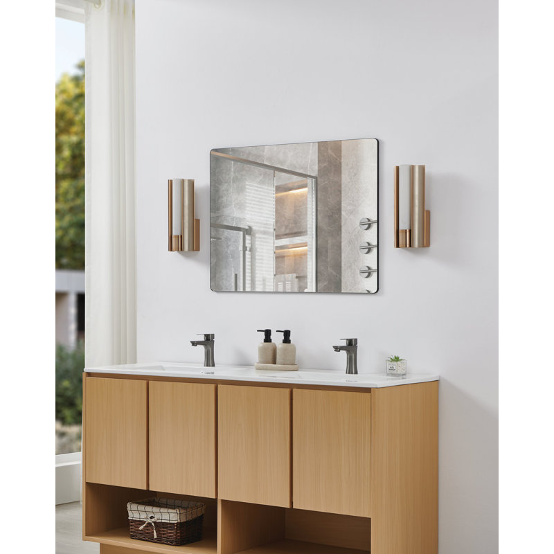 Luminaire pour meuble-lavabo 1 lumière DEL champagne 5ccT avec abat-jour en verre opale gravé Weimar 12 pouces Weimar, 8 W