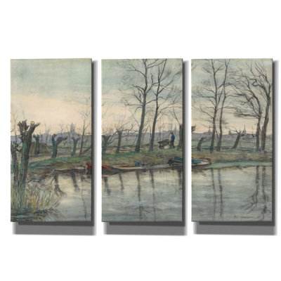 « Vue d'Amsterdam depuis l'ouest, 1894-1904 », triptyque mural de Piet Mondrian, 91,4 x 61 cm