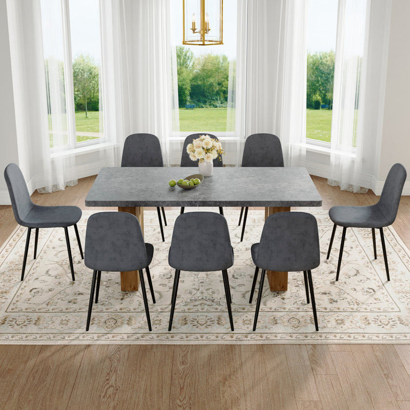 Ensemble de table et de chaises. Ensemble de salle à manger moderne en panneau de fibres à densité moyenne de 67 po x 35,4 po avec technologie de confort et chaises aux coins arrondis. Convient pour les salles à manger à la maison, ensemble de table 