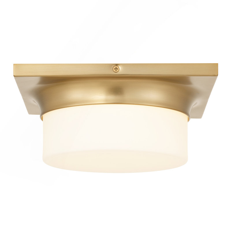 10-in Antique Brass LED Flush Mount, 3.75" H x 10" W x 10" D, Antique Brass