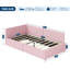 Lit de jour simple avec tête de lit, revêtement en velours, rose | Structure de lit d'angle avec garde-corps, parfaite pour le salon ou la chambre à coucher, facile à assembler-534888195