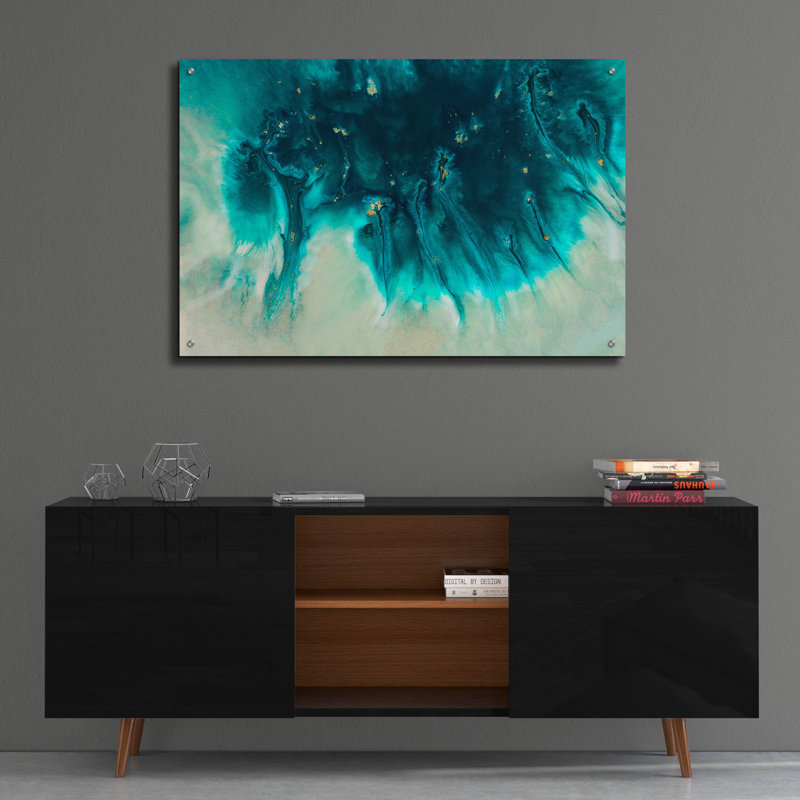  «Aqua Echoes» par Petra Meikle de Vlas, art mural en verre, 36 po x 24 po, H 24 po x l 36 po