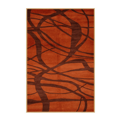 Machine Washable Abstract Brown Area Rug