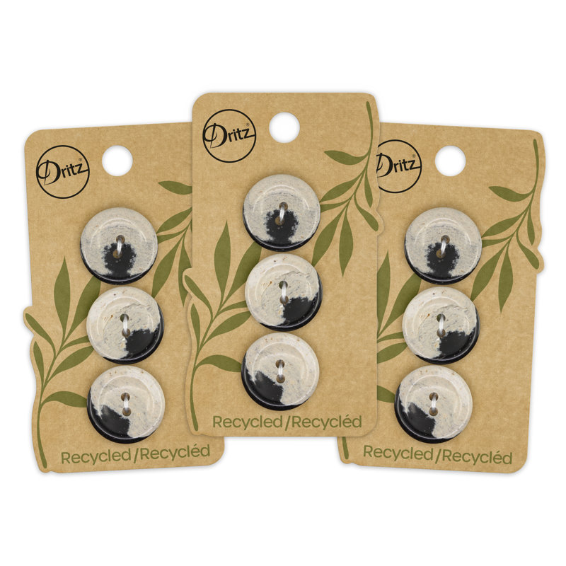 Dritz Recycled Hemp Round Button, 20mm, Multicolor, 9 Buttons