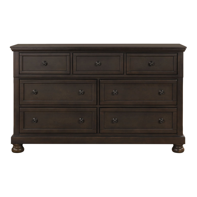 Mobilier de chambre à coucher de style traditionnel avec commode 1 pièce et 7 tiroirs en bois grisâtre