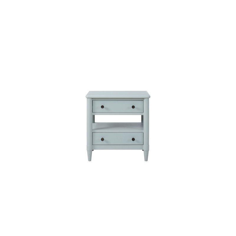 Table de chevet ouverte avec 2 tiroirs, Bleu clair