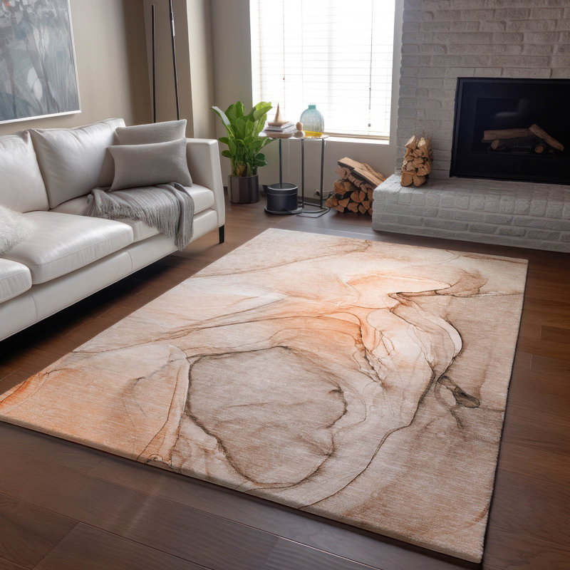 Premium Machine Washable Cerrito AMF502 Orange Rug, Rectangle 8' x 10'