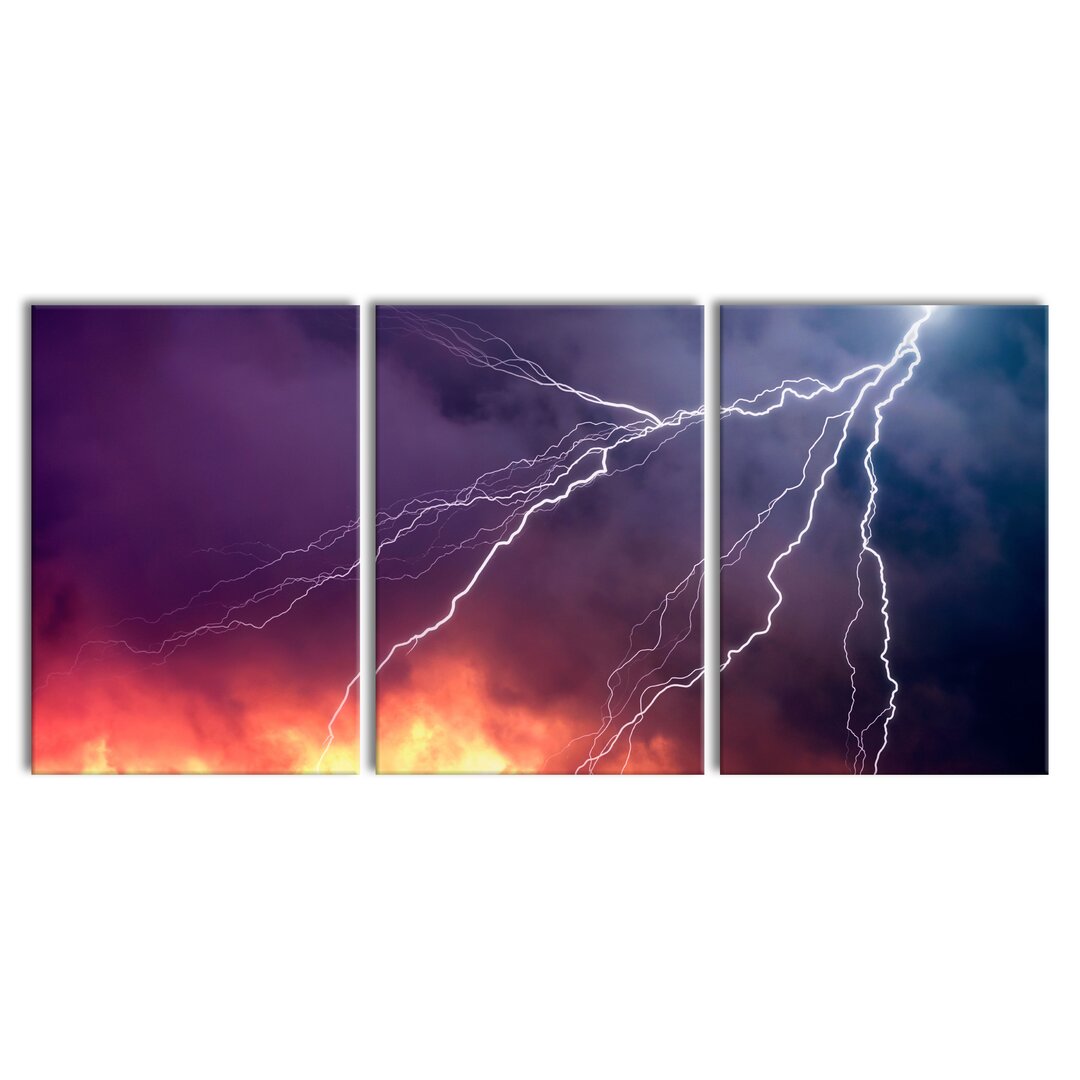 3-tlg. Leinwandbilder-Set Lightning