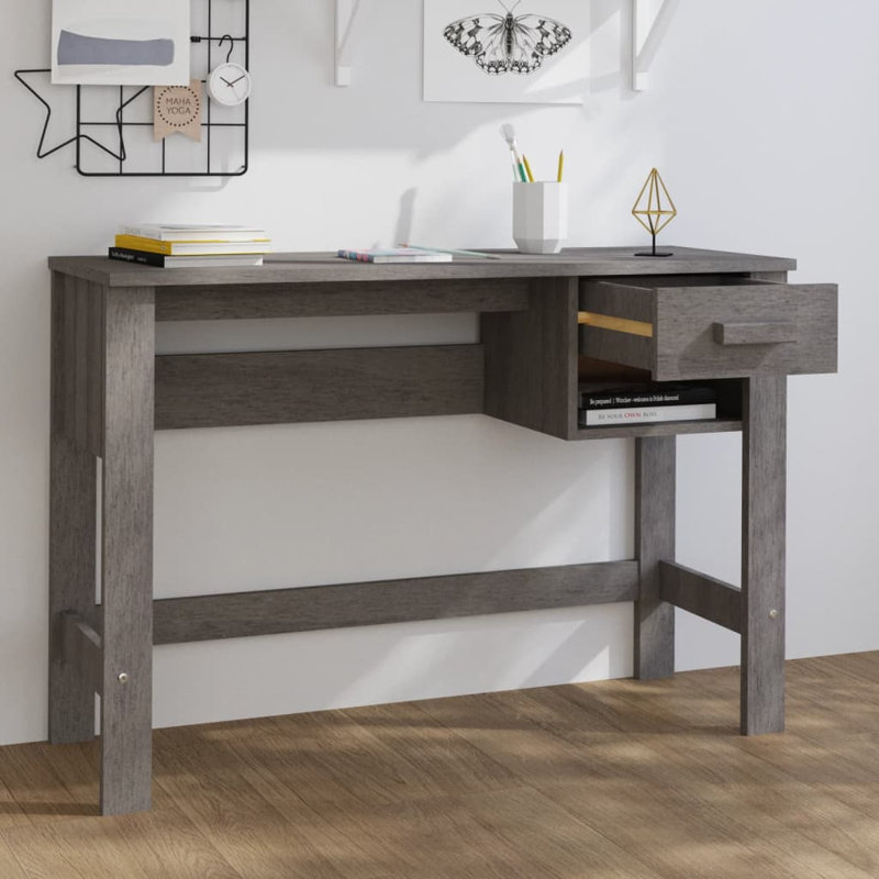 Harneen Solid Wood Writing Desk, Light Grey
