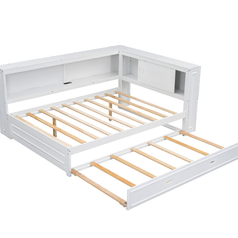 Lit de jour blanc avec rangement et lit gigogne - Améliorez le confort de votre chambre à coucher, White