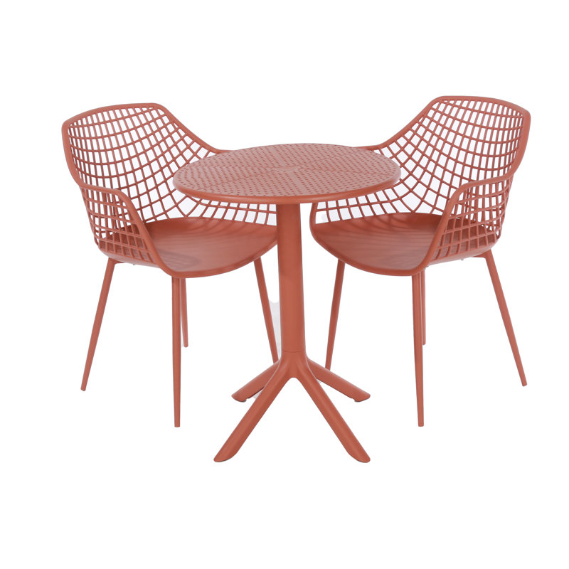Daykin 2 - Person Patio Dining Set with Round Table, Orange
