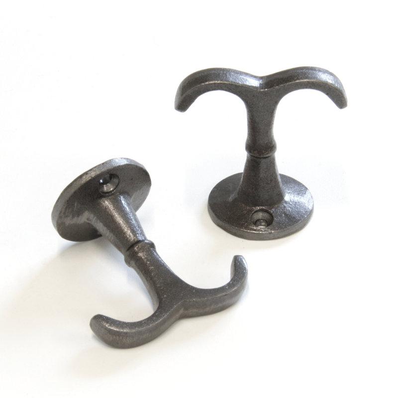 Gray Iron Double Arm Wall Hook with Screws
