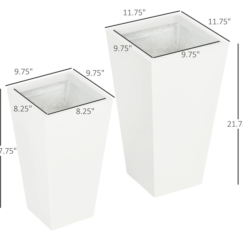 Deux pots de fleurs pour la décoration intérieure et extérieure, jardinières avec trous de drainage inférieurs empilables, espaces de bureau appropriés, paquet de 2 blanc, design, différents thèmes de pelouse idéaux