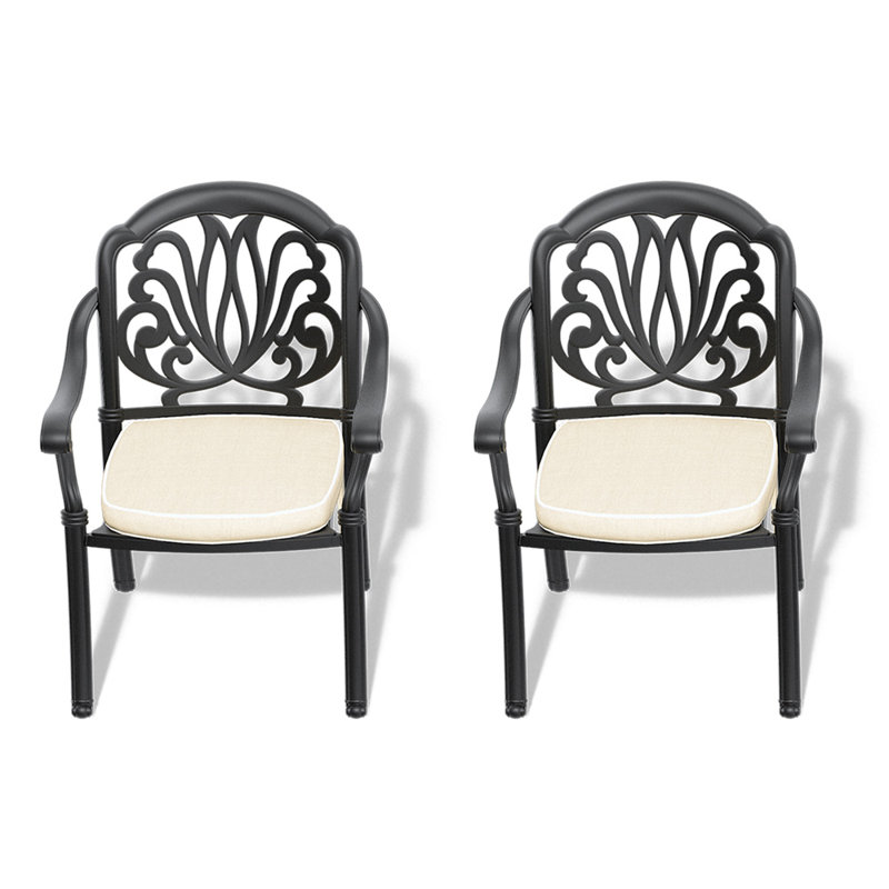 Chaise de salle à manger d'extérieur empilable avec coussin Aravind
