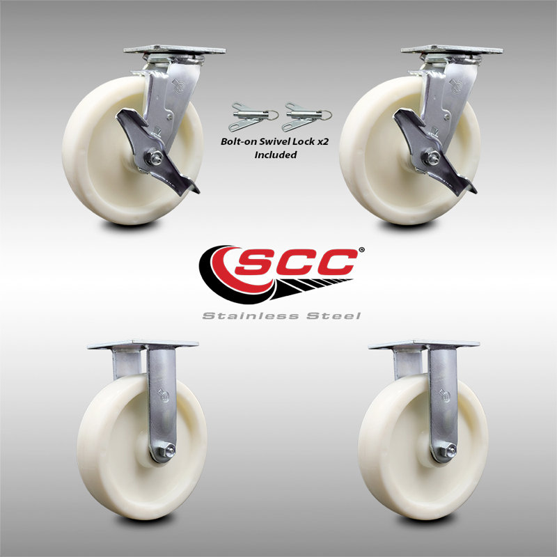 4 Piece Stainless Steel Nylon Caster Set