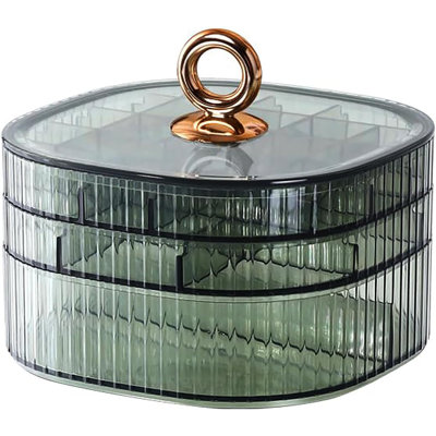 3-Layer Acrylic Jewelry Organizer With Handle, Clea...