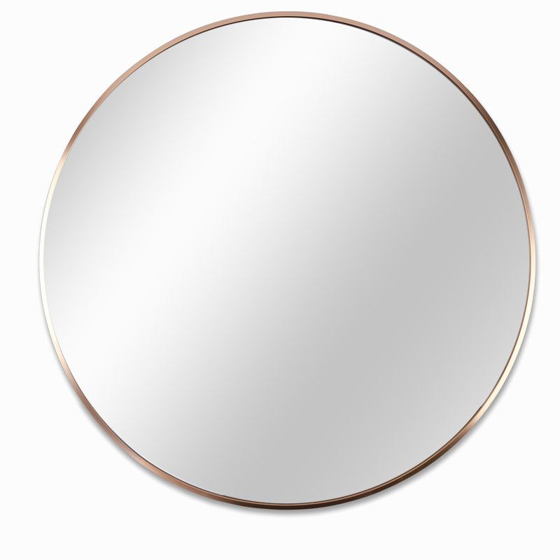 Baum Nordic Round Bathroom Framed Mirror Wall Hanging, 31cm H x 31cm W x 3.5cm D, Natural Oak