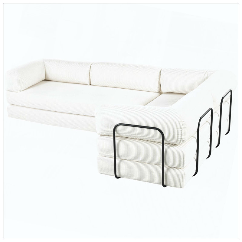 Canapé-lit modulaire en L en forme de L, Beige