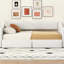 Beige, lit de jour rembourré, très grand lit simple, tiroirs de rangement, excellente expérience d'assise, lattes en bois pour matelas extensibles, rembourré, dossier et support de soutien ergonomique très grand, tissu doux