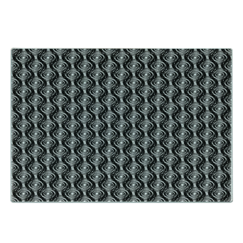 Ambesonne Abstract Tempered Glass Cutting Board Scribble Round Spirals White and Black