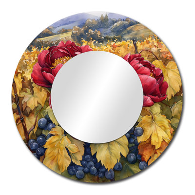 Peonies And The Autumn Vine I - Traditional Decorative Mirror Wall Art - Printed On Metal