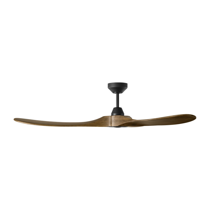 Maverick 60-inch indoor/outdoor smart ceiling fan in midnight black finish with dark walnut blades, handheld remote control, and compatible with Alexa, Google Home, and Bond Home Action from Visual Comfort Fan