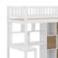 Lit mezzanine simple en bois avec bureau intégré, DEL, tablettes de rangement, armoires et escalier-733388058