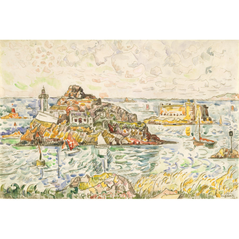 Morlaix, Entrance Of The River by Paul Signac - Wrapped Canvas Painting, 30cm H x 46cm W