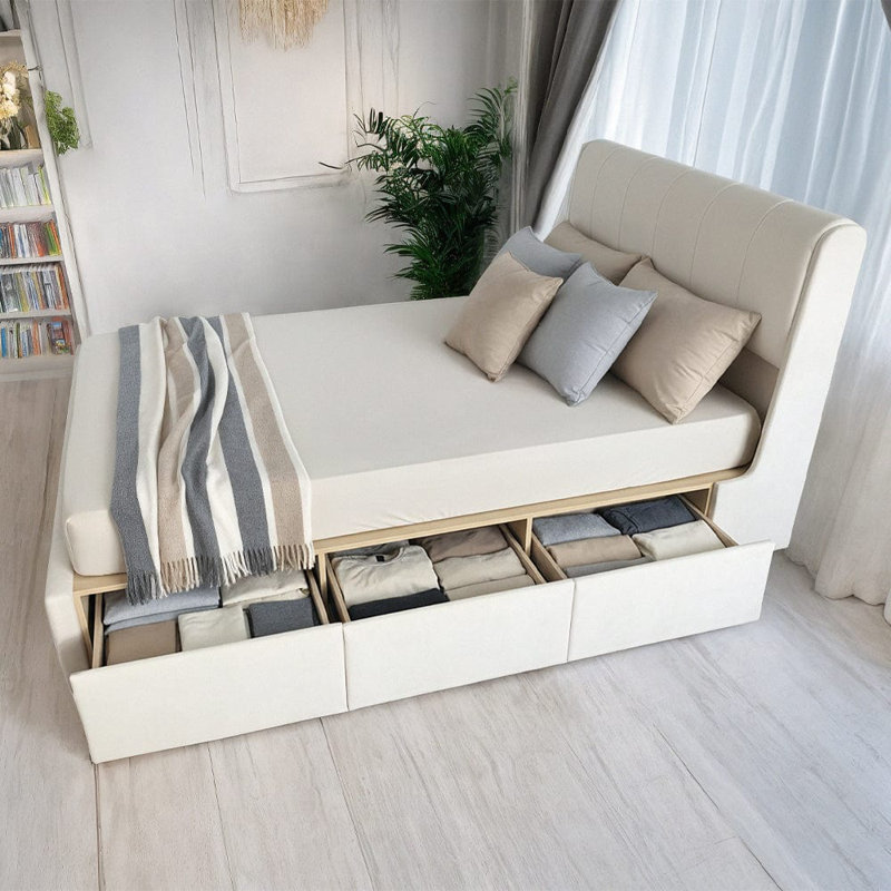Upholstered Bed, Cream