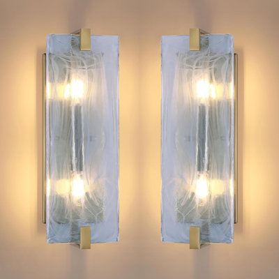 2 Pack Modern Wall Sconce Light Fixture With Frosted Glass Shade, Brushed Bronze Finish For Bathroom Vanity, Bedroom, Hallway And Living Room