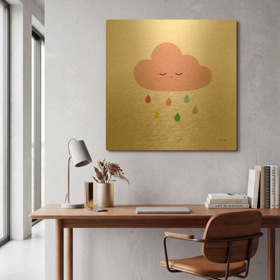 «Sleepy Cloud II» par Ann Kelle, art mural en métal doré, 36 po x 36 po