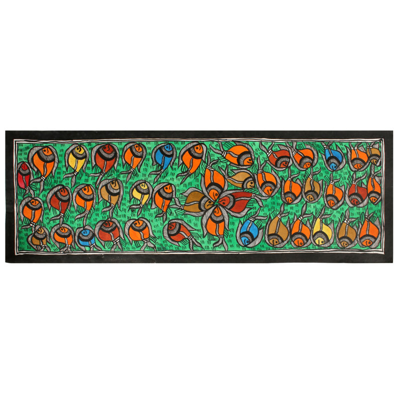 Poissons colorés | Peinture Madhubani | Couleurs naturelles sur papier fait à la main