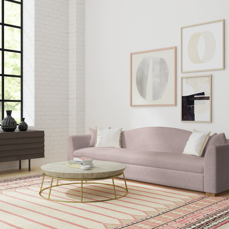 Horatio Camelback Taper Curved-Arm Sofa, 33" H x 84" W x 40" D, Weathered, Plush Velvet Blush